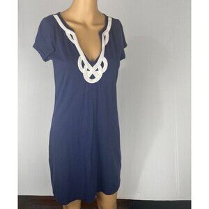 Lilly Pulitzer Shirt Dress Small Blue Short Sleeve Pima Cotton Soft Casual Used